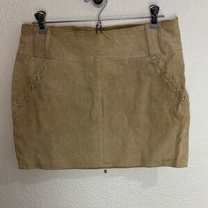 166 Joe Boxer Rare Tan Suede Mini Skirt. Sz5